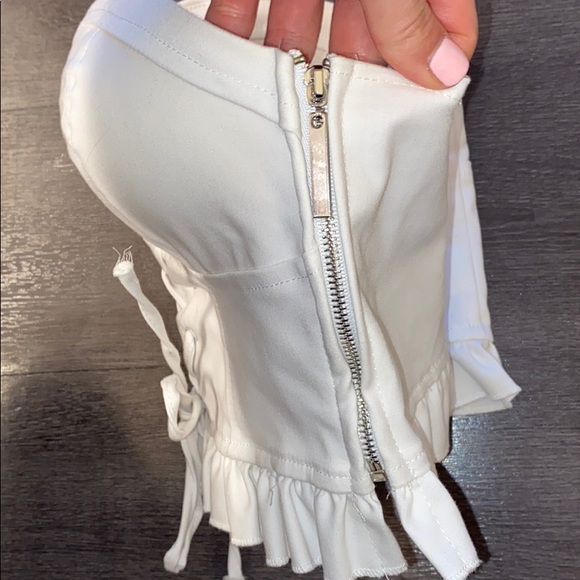 “By The Way” white lace up crop top. Size Medium - Picture 4 of 7